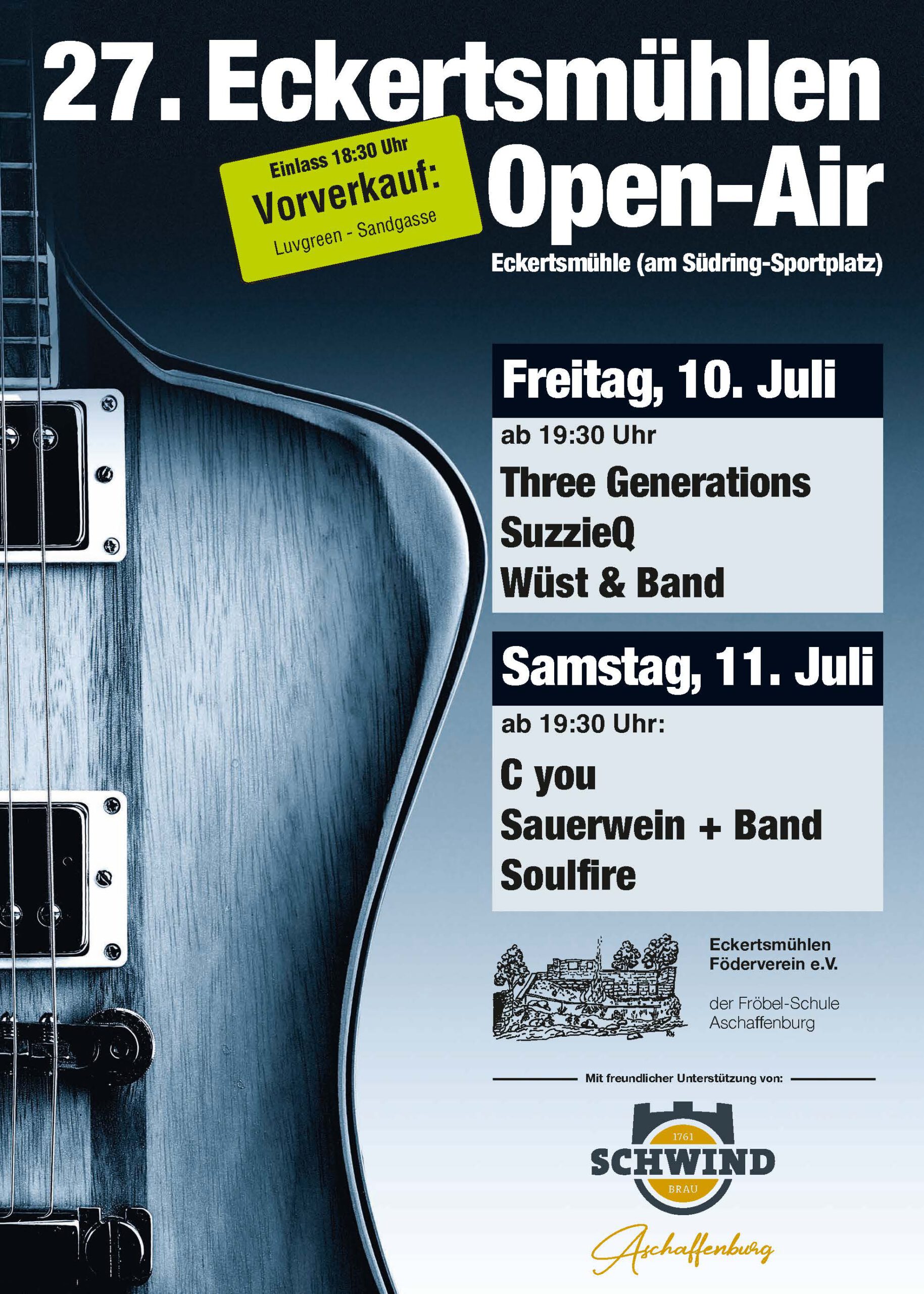 27. Eckertsmühlen Open-Air am Freitag 10. Juli und Samstag 11. Juli ab 19:30 Uhr